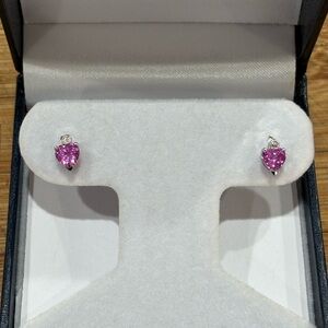 10K White Gold Pink Sapphire Earrings